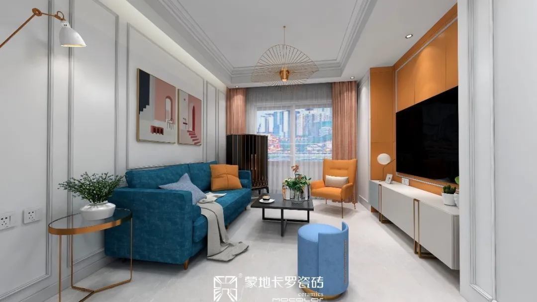  蒙地卡羅造“愛馬仕橙”純色瓷磚 效果圖