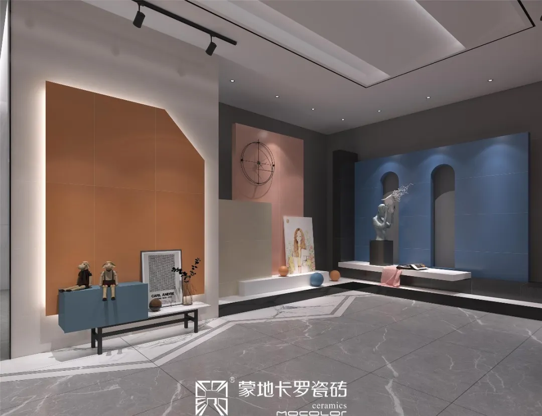  蒙地卡羅造“愛馬仕橙”純色瓷磚裝修效果圖